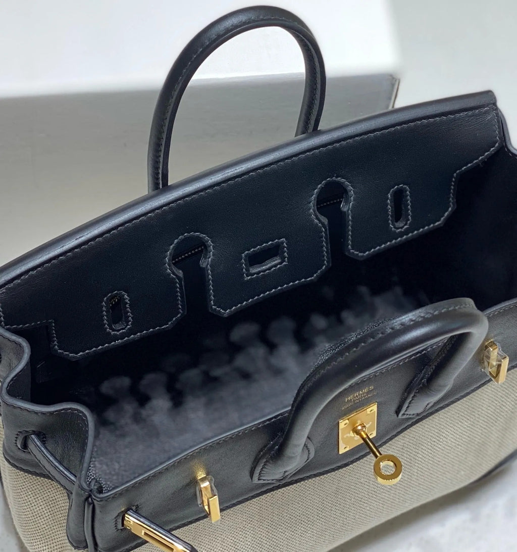 Hermes Birkin 25 in Toile Canvas and Swift Leather