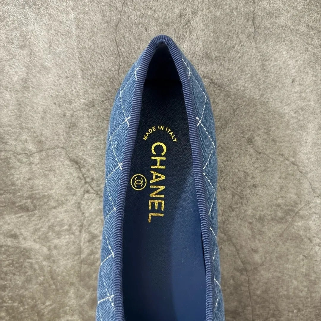 Chanel Classic Ballet Flats In Washed Denim