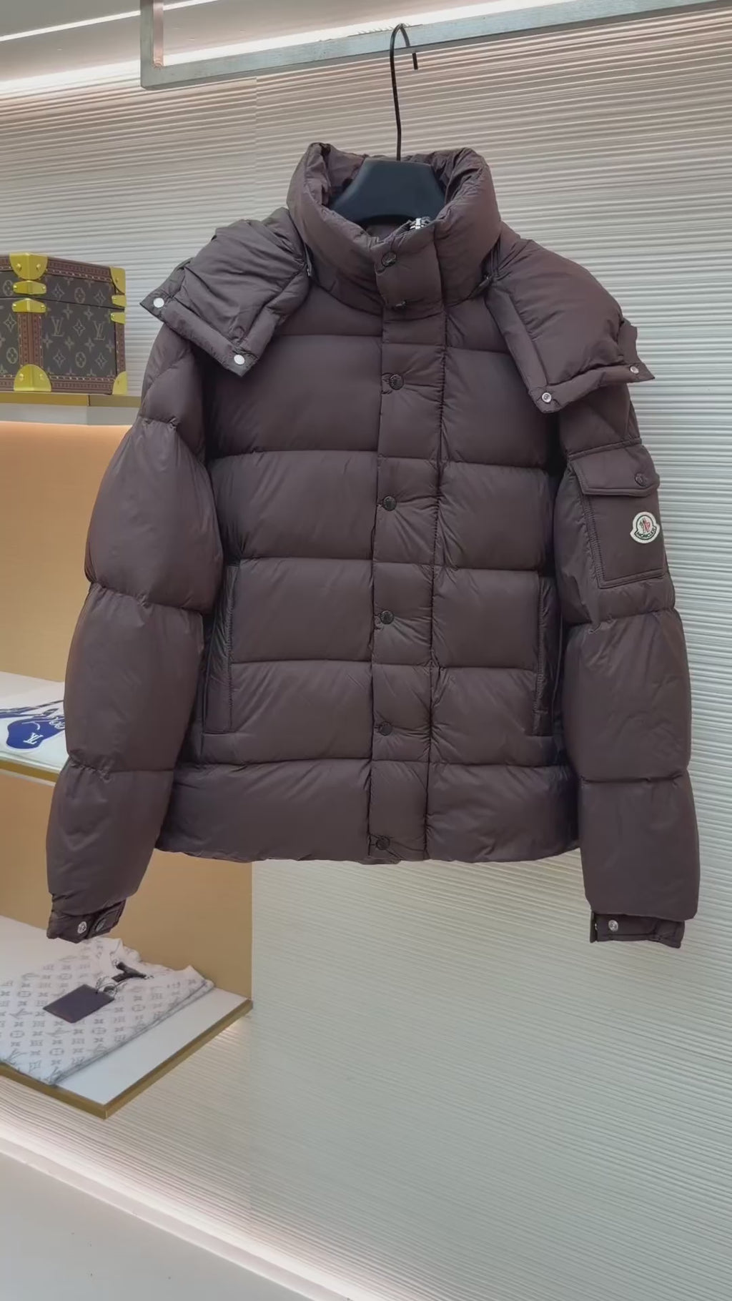 Moncler Maya Hooded Short Down Jacket in Matte Nylon