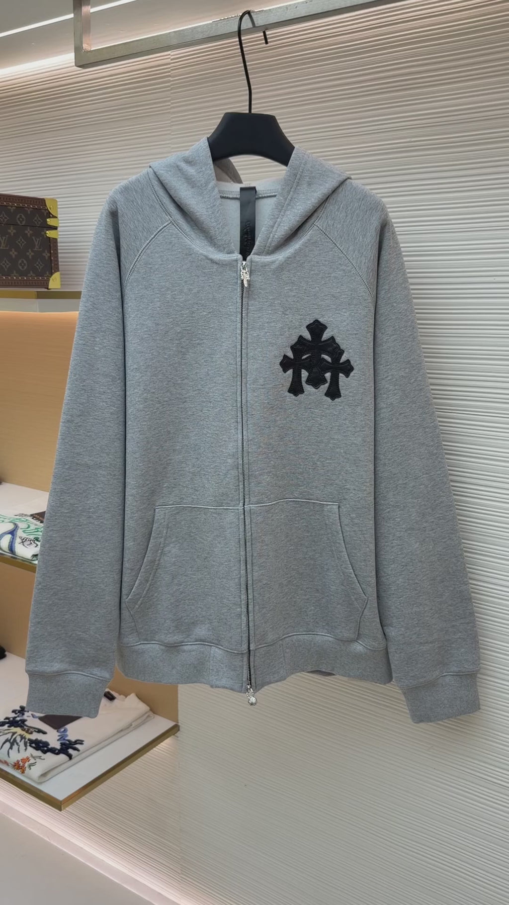 Chrome Hearts Triple Cross CH Logo Embroidered Hoodie