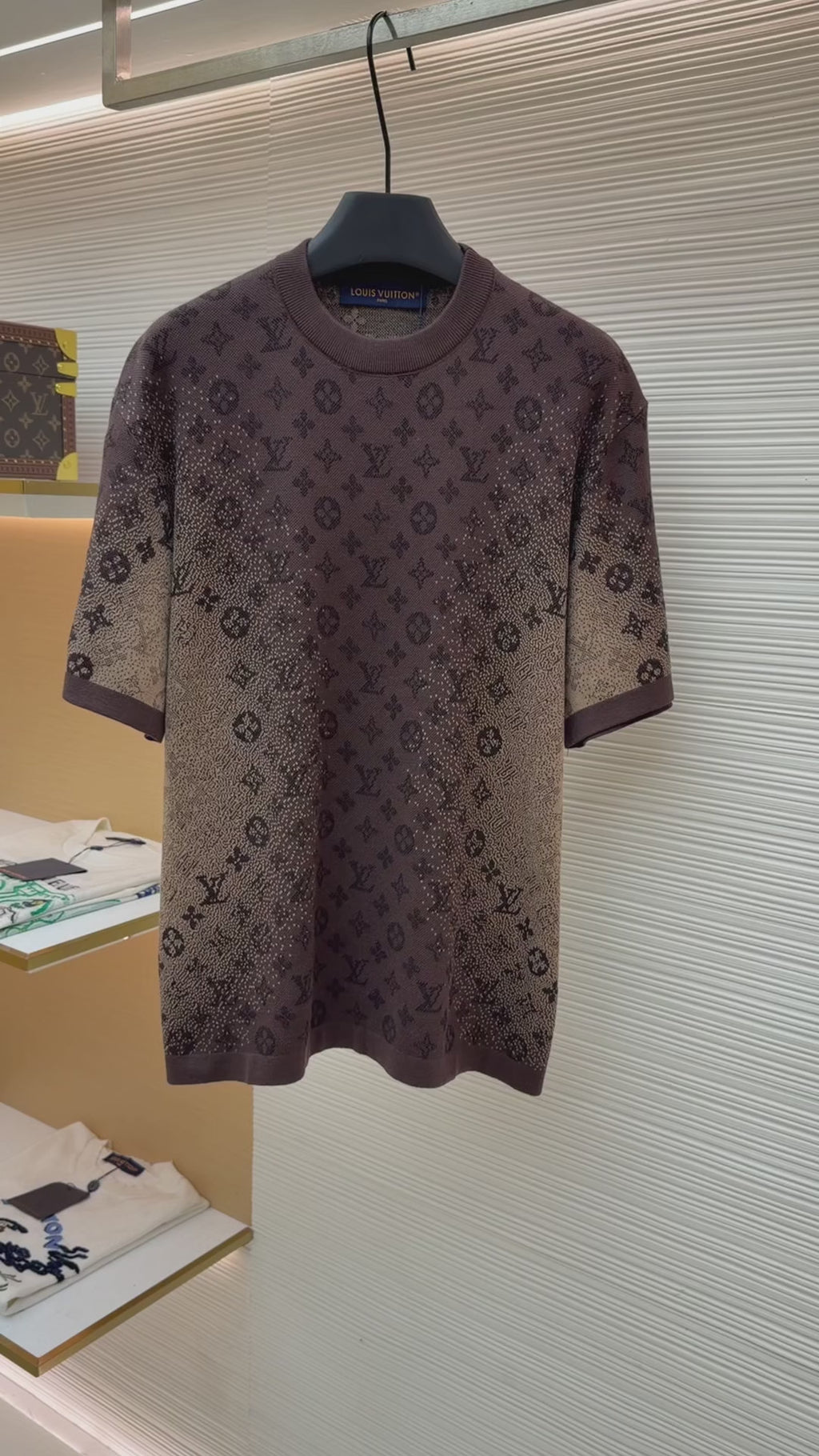 LV 1AJTV1 Monogram Jacquard Short-Sleeved Crewneck