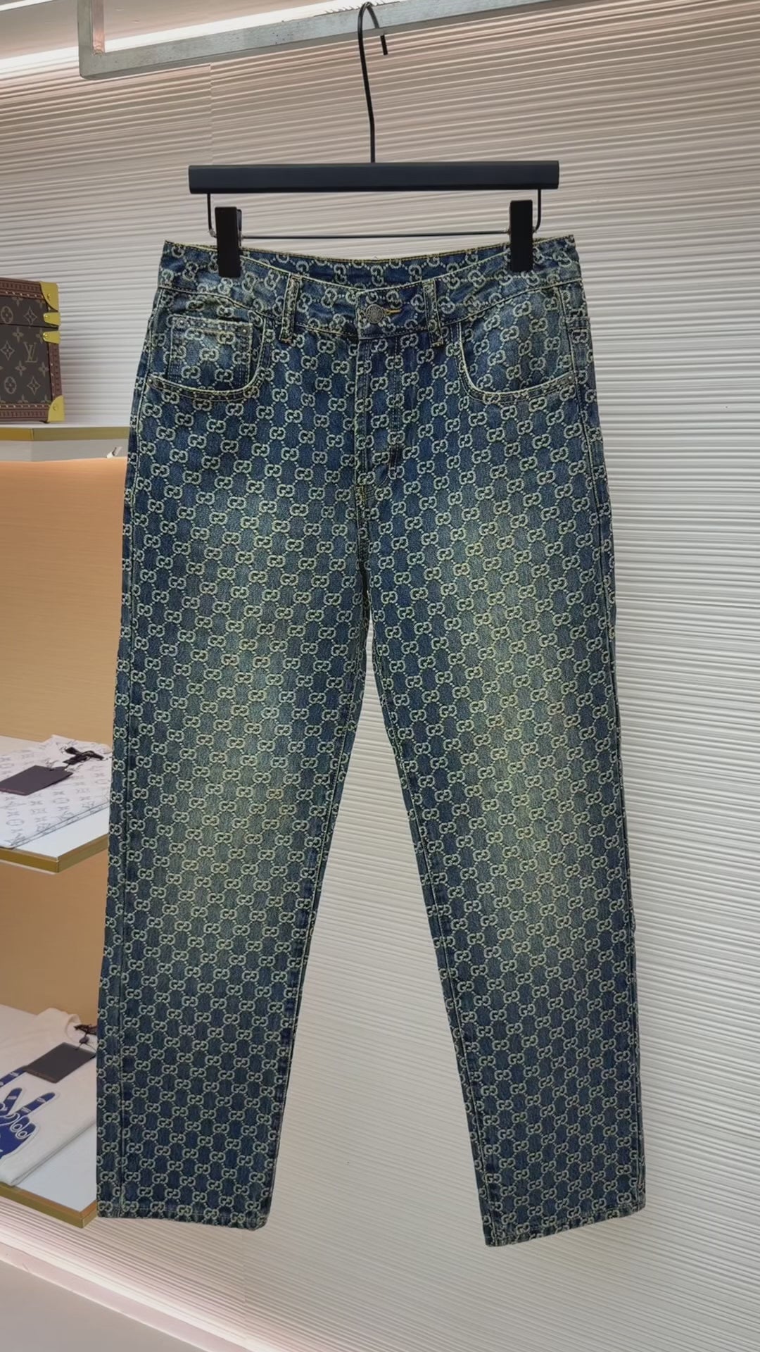 Gucci GG Cotton Denim Jacquard Pants