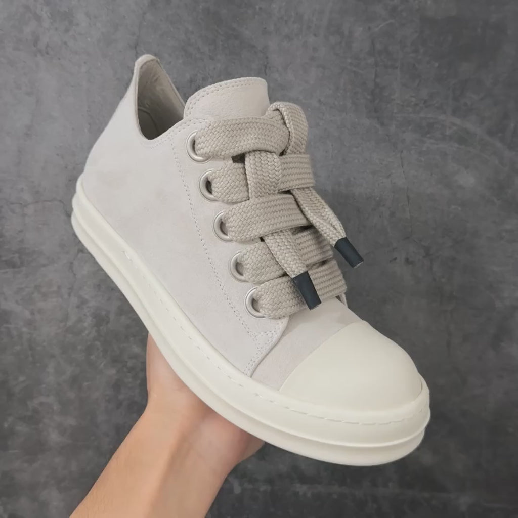 Rick Owens Temple Jumbolace Low in Suede Leather