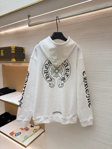 Chrome Hearts Monogram Vertical Logo Zip Up Hoodie
