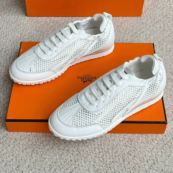 Hermes Jet Sneaker in Crochet Knit And Suede Goatskin